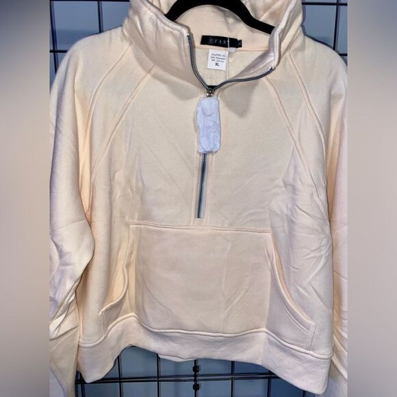 Women’s half zip pullover sweater in cream with kangaroo pocket NWT - Picture 4 of 6